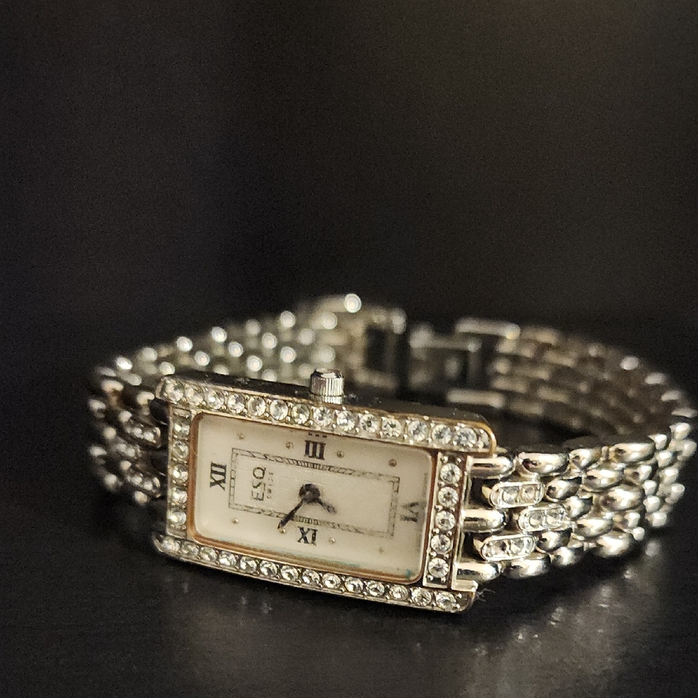 ESQ Movado Swiss Ladies Stainless Steel & Diamond water resistant Esquire Watch